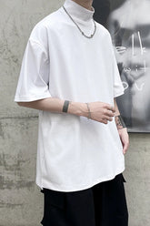 Short Sleeve Solid Hip Hop Men Turtleneck Shirts